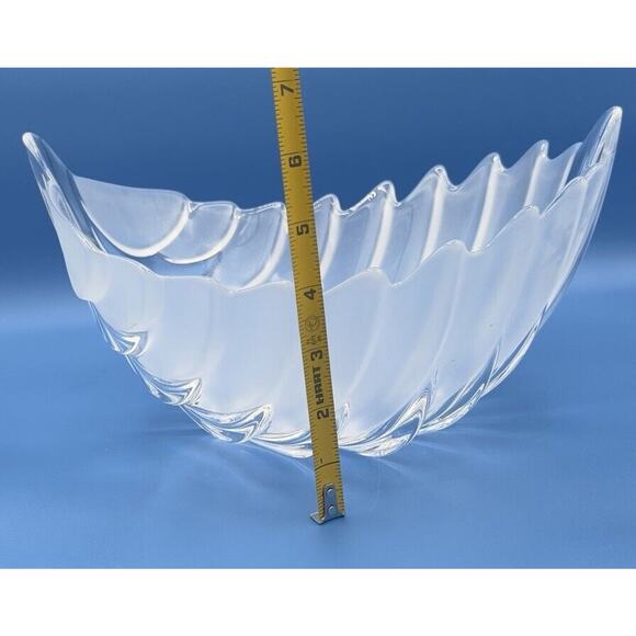 Walther Glas Ombre Clear Frosted Leaf Shaped Serving Bowl From Germany - Picture 10 of 11